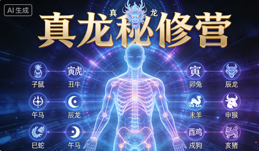 真龙秘修营：一套以十二地支为骨、以灵兽为用、以真龙为统的人体全息进化系统